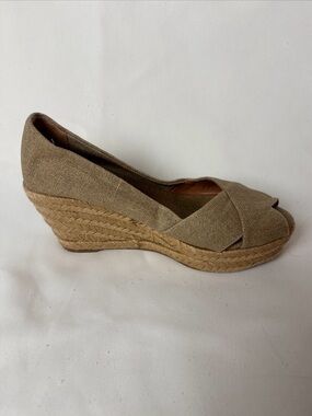 Tory Burch Filipa Womens Size 9 B Espadrille Crisscross Wedges Beige Sandals